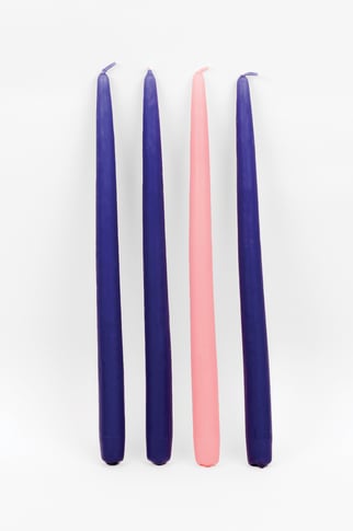 Advent Candles, 3 Blue/1 Rose, 7/8" x 12"