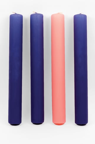 Beeswax Advent Candles, 3 Sarum/1 Rose, 1-1/2" x 12"