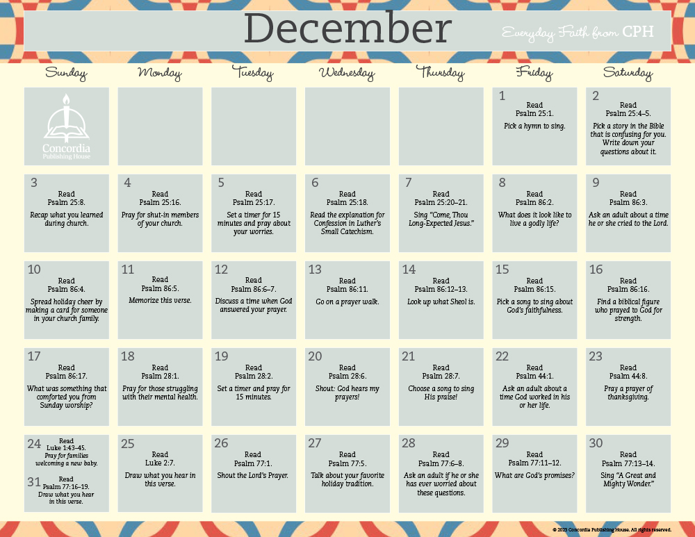 Everyday Faith Calendar | Daily Faith Activities for Families